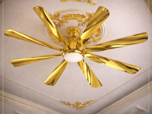Quạt trần 8 cánh Hà Nội cao cấp inox mạ vàng có đèn LED